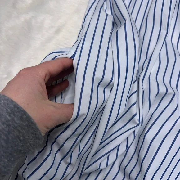 FRAME blue/white striped babydoll dress with tie sleeves 100% cotton pockets - Picture 5 of 6